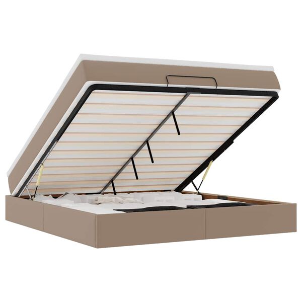 vidaXL Ottoman r&uacute;m me&eth; d&yacute;nu Cappucino 180x200cm gervi le&eth;ur