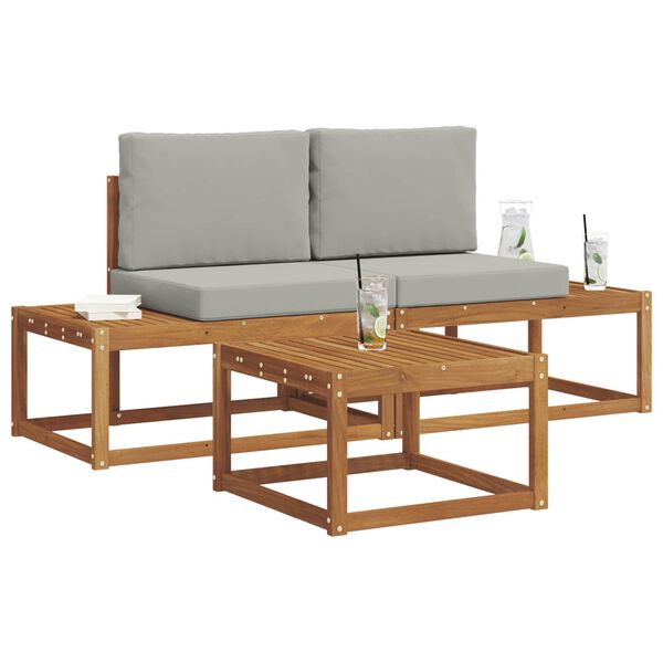 vidaXL &Uacute;ti s&oacute;fasett 3 pcs N&aacute;tt&uacute;rulegur Solid Akas&iacute;uskei&eth; og P&oacute;lyester