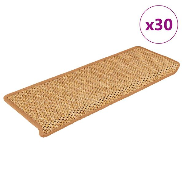 vidaXL Stigamottur Sj&aacute;lfl&iacute;mandi Sisal-Look 30 stk 65x21x4 cm S&iacute;sal