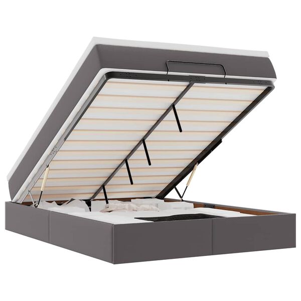 vidaXL Ottoman r&uacute;m me&eth; d&yacute;nu Gr&aacute;u 140x190cm gervi le&eth;ur