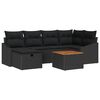 vidaXL Gar&eth;s&oacute;fa sett me&eth; p&uacute;&eth;i me&eth; geymslu 7 pcs Svartur Poly rattan