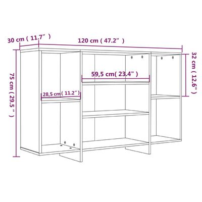 vidaXL Skenkur Steypugrár 120x30x75 cm Samsettur Viður