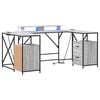 vidaXL Skrifbor&eth; Gr&aacute;r Sonoma 182 x 101 x 87,5 cm Samsettur vi&eth;ur