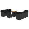 vidaXL Gar&eth;s&oacute;fa sett 10 pcs Svartur p&oacute;l&yacute;rattan
