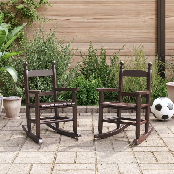 vidaXL Ruggust&oacute;lar fyrir B&ouml;rn 2 stk. Br&uacute;nt Gegnheil &Ouml;sp