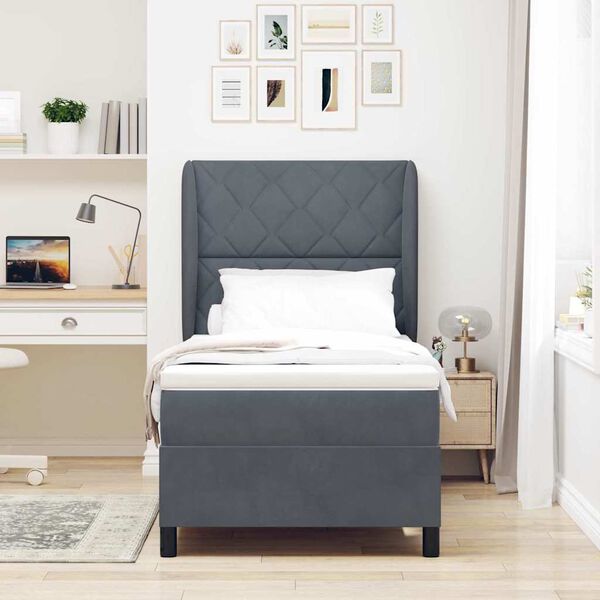 vidaXL Kassi vorinn r&uacute;m me&eth; d&yacute;nu D&ouml;kk gr&aacute; 200 x 90 cm P&oacute;l&yacute;ester