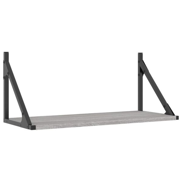 vidaXL Vegghillur 2 stk. Gr&aacute;ar Sonoma 60x25x25,5 cm Samsettur Vi&eth;ur