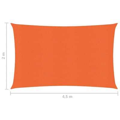 vidaXL Sólskyggni Segl 160 g/m² Appelsínugulur 2x4,5 m HDPE