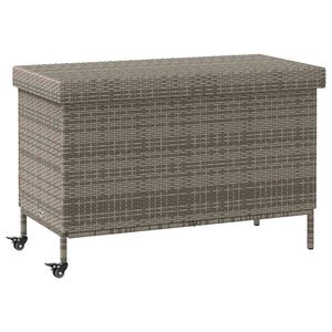 vidaXL Garðgeymslukassi með hjólum Grár 110x55x73 cm Poly Rattan