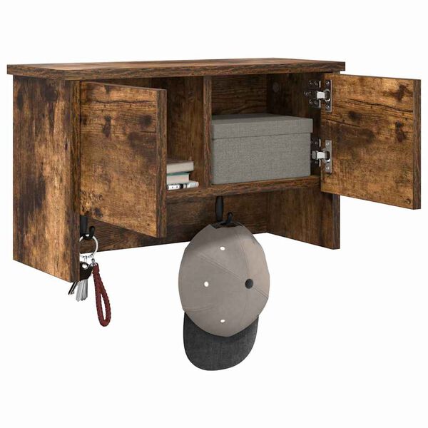 vidaXL Vegghengt fatahengi Rau&eth;-eik 50 x 20 x 30 cm Samsettur vi&eth;ur