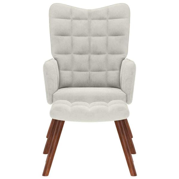 vidaXL afslappandi st&oacute;ll me&eth; st&oacute;l, kremhv&iacute;tt flauel