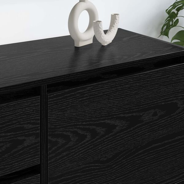 vidaXL Sj&oacute;nvarpssk&aacute;pur Svartur Eik 100 x 36 x 49.5 cm Samsettur vi&eth;ur