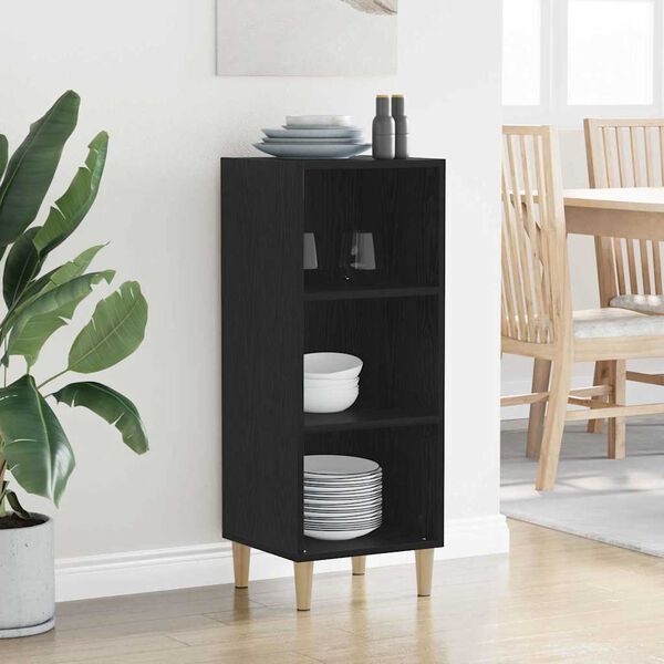 vidaXL Vi&eth;beinteyfla Svartur Eik 34,5 x 32,5 x 90 cm Samsettur vi&eth;ur