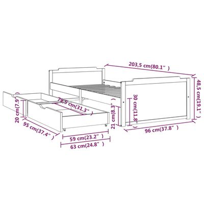 vidaXL Rúmgrind án Dýnu Dökkgrá 200x200 cm Gegnheil Fura