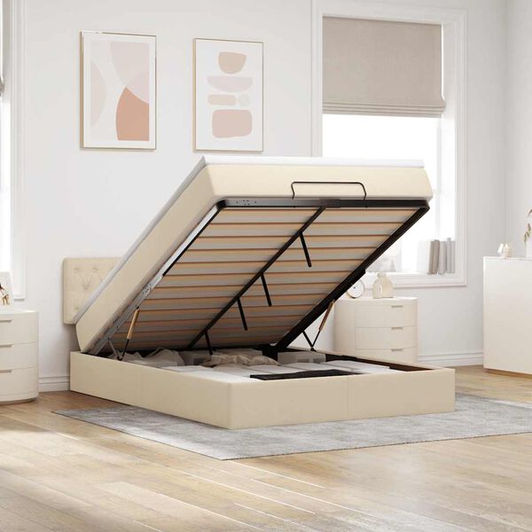 vidaXL Ottoman r&uacute;m me&eth; d&yacute;nukremi 140x190 cm Efni