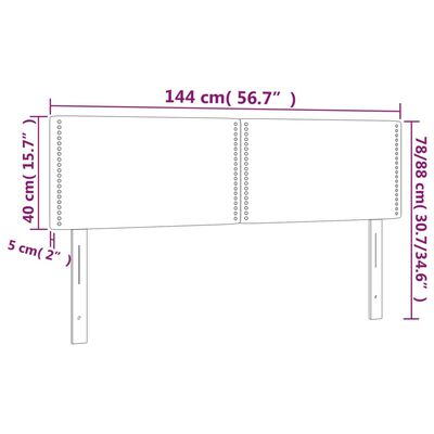 vidaXL Höfðagaflar 2 stk. 72x5x78/88 cm Grátt Leðurlíki