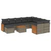 vidaXL 11 Hluta Gar&eth;s&oacute;fasett me&eth; Sessum Gr&aacute;r P&oacute;l&yacute;rattan