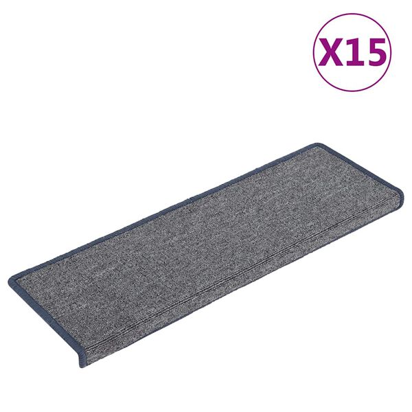 vidaXL Stigamottur 15 stk 65x21x4 cm lj&oacute;sgr&aacute;r og bl&aacute;r r&eacute;tthyrndur br&uacute;n