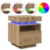 vidaXL n&aacute;ttbor&eth;ssk&aacute;pur me&eth; LED lj&oacute;sum Artisan Oak 40x39x48,5 cm