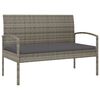 vidaXL Gar&eth;bekkur me&eth; P&uacute;&eth;a Gr&aacute;r 105 cm P&oacute;l&yacute;rattan