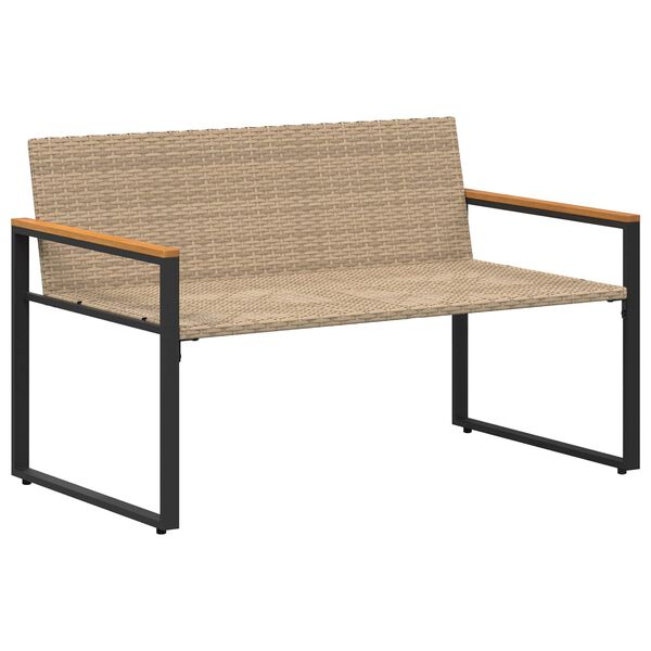 vidaXL Bekkur me&eth; p&uacute;&eth;i Beige og rj&oacute;ma hv&iacute;tur 115 x 65 x 72 cm Rattan