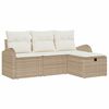vidaXL Gar&eth;s&oacute;fa sett me&eth; p&uacute;&eth;i 4 pcs Drapplita&eth;ur Poly rattan