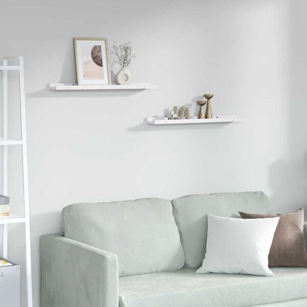 vidaXL Vegghylla 2 pcs Hv&iacute;tt marmara 60 x 9 x 3 cm Samsettur vi&eth;ur