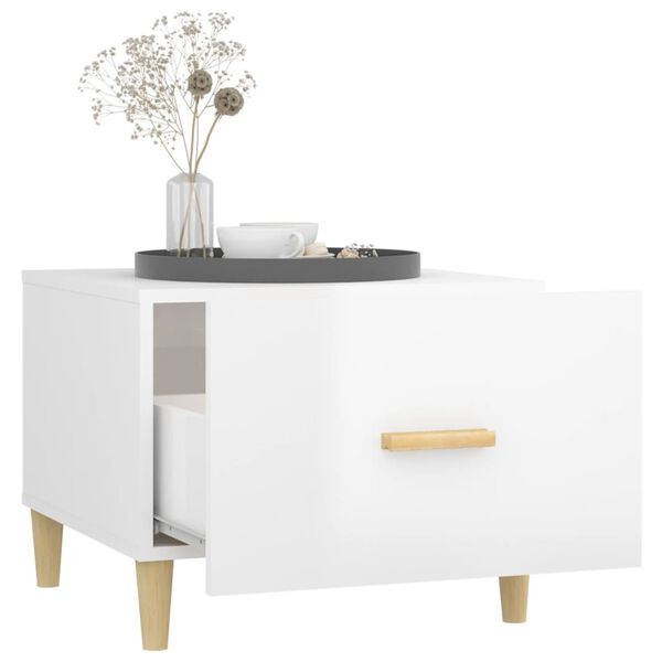 vidaXL S&oacute;fabor&eth; H&aacute;glans Hv&iacute;tt 50x50x40 cm Samsettur Vi&eth;ur