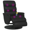 vidaXL Nudd Recliner St&oacute;ll Svartur 71 x 98 x 106 cm Gervile&eth;ur