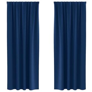 vidaXL Svartgard&iacute;nur me&eth; hringjum 2 pcs D&ouml;kkbl&aacute;r 225 x 140 cm