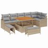 vidaXL Gar&eth;s&oacute;fa sett me&eth; p&uacute;&eth;i 9 pcs Drapplita&eth;ur p&oacute;l&yacute;rattan