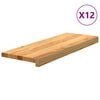 vidaXL tr&ouml;ppur 12 stk lj&oacute;sbr&uacute;nt 70x25x2 cm gegnheilvi&eth;ar eik