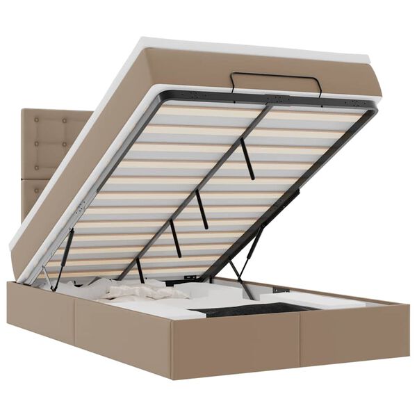 vidaXL Ottoman r&uacute;mgrind me&eth; d&yacute;nu Cappucino 120x190cm gervi le&eth;ur