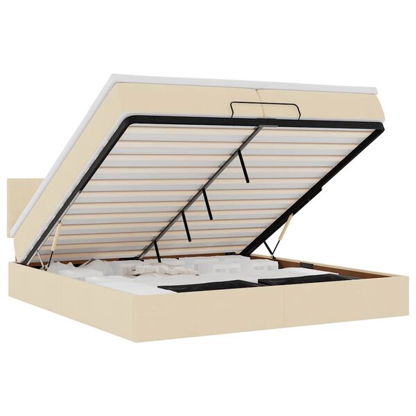 vidaXL Ottoman R&uacute;mgrind me&eth; D&yacute;num Krem 200x200cm Efni