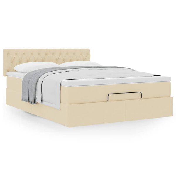 vidaXL Ottoman r&uacute;m me&eth; d&yacute;nukremi 140x200 cm Efni