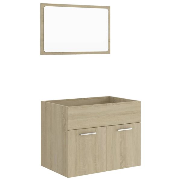 804785 vidaXL 2 Piece Bathroom Furniture Set Sonoma Oak Chipboard
