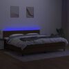 vidaXL H&oacute;lfa&eth; Springr&uacute;m me&eth; D&yacute;nu&LED D&ouml;kkbr&uacute;nn 200x200cm Tauefni