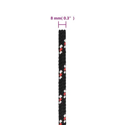 vidaXL Bátareipi Svartur 8 mm 25 m Pólýprópýlen