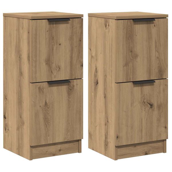 vidaXL skenkur 2 stk Artisan Oak 30x30x70 cm Hanna&eth;ur vi&eth;ur