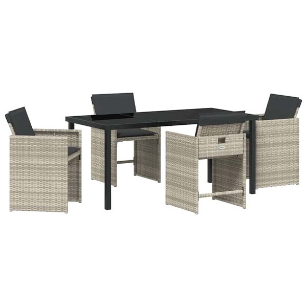 vidaXL Gar&eth;ur bor&eth;sett 5 pcs Lj&oacute;sgr&aacute;r p&oacute;l&yacute;rattan