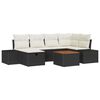 vidaXL Gar&eth;s&oacute;fa sett me&eth; p&uacute;&eth;i me&eth; geymslu 7 pcs Svartur Poly rattan