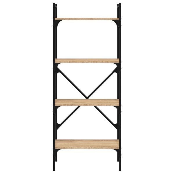 vidaXL Bókahilla 4 Hillum Sonoma Eik 56x31,5x138,5 cm Samsettur Viður