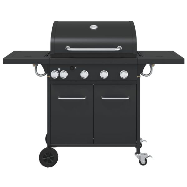vidaXL Gasgrill með 5 Brennara Svartur Dufthúðuðu Stáli