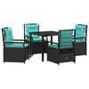 vidaXL Gar&eth;ur bor&eth;sett 5 pcs Svartur p&oacute;l&yacute;rattan
