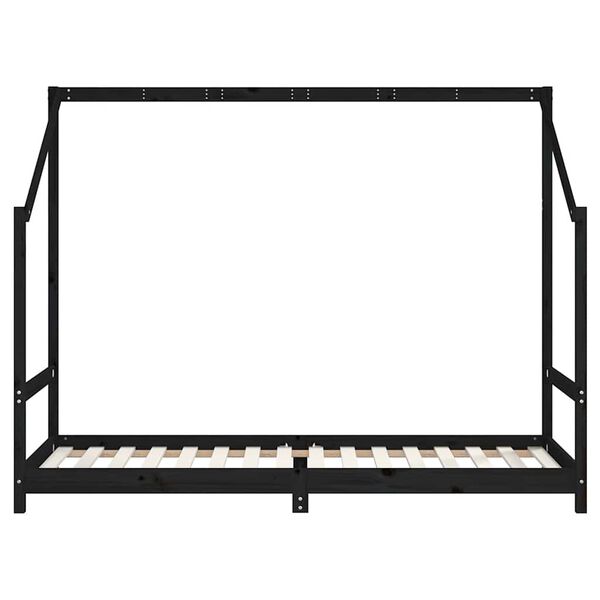 vidaXL Barnar&uacute;mgrind Svartur 80x200 cm Gegnheil Fura