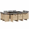 vidaXL 11 Hluta Gar&eth;bor&eth;sett me&eth; Sessum Drapplitu&eth; Blanda P&oacute;l&yacute;rattan