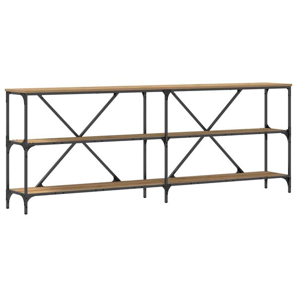 vidaXL Veggbor&eth; Listama&eth;ur Eik 200 x 30 x 75 cm Samsettur vi&eth;ur