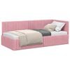 vidaXL Hornr&uacute;m ramma me&eth; h&ouml;fu&eth;gafl Bleikur 90 cm x 200 cm Flauel