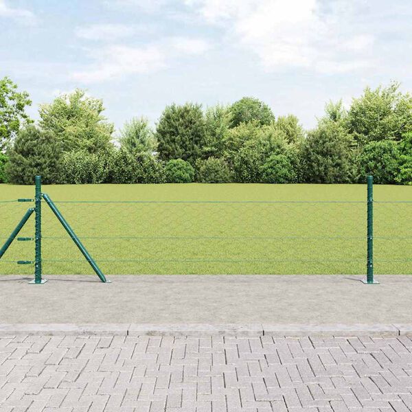 vidaXL Gir&eth;ingarp&oacute;stur Gr&aelig;nn 100 x 0,5 m (50 mm net) St&aacute;l og PVC