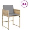 vidaXL Gar&eth;st&oacute;lar me&eth; Sessum 4 stk. Drappa&eth;ir P&oacute;l&yacute;rattan